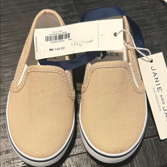 Janie and Jack Beige Kids Slip-On Sneakers - Picture 3 of 4